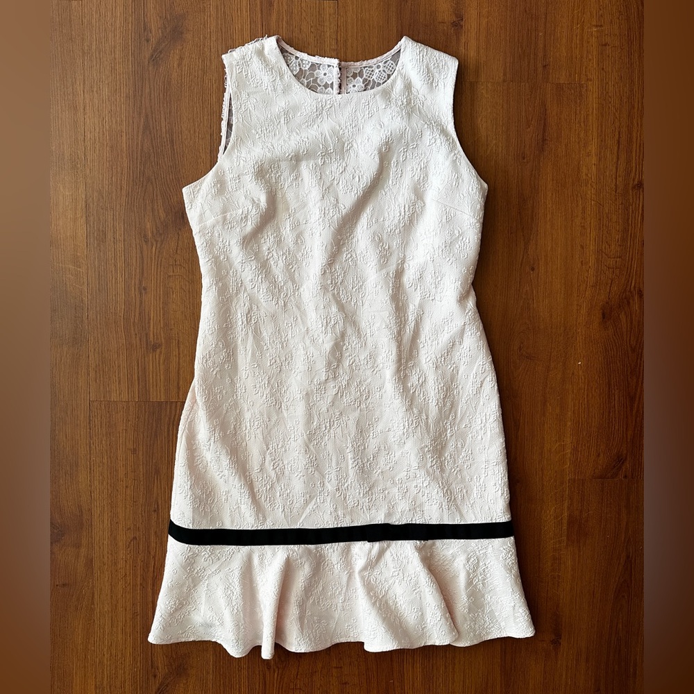 Karl Lagerfeld Lace Mini Dress in White with Black Trim